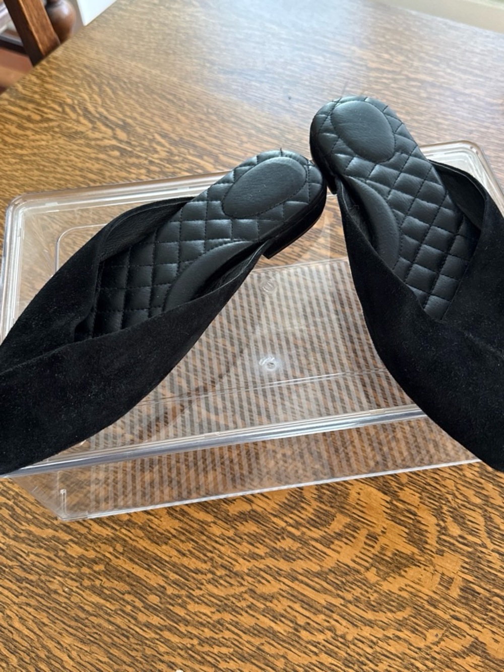 Birdies Black Quilted-Insole Slip-On Mules